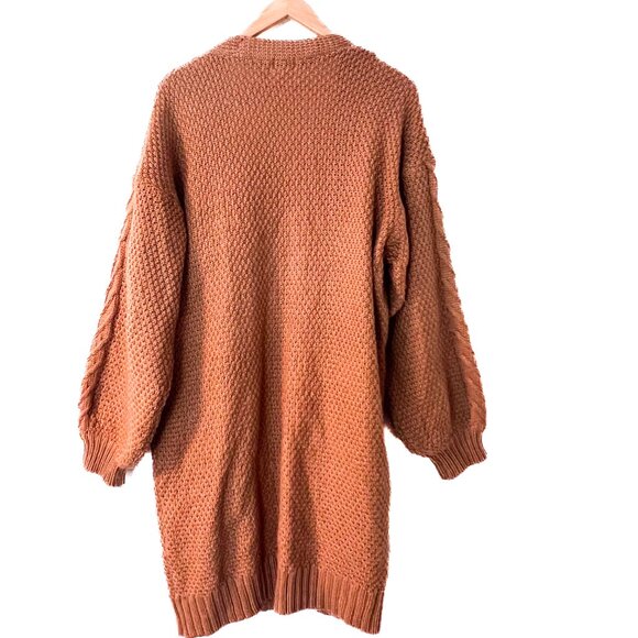 BKE- Buckle- Chunky Knit Cardigan Pecan Cable Knit Long Cardigan Sweater Large - Picture 4 of 11